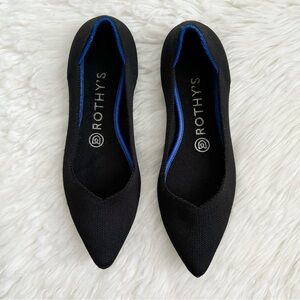rothy’s - the point flats slip on shoes cushioned comfortable solid black